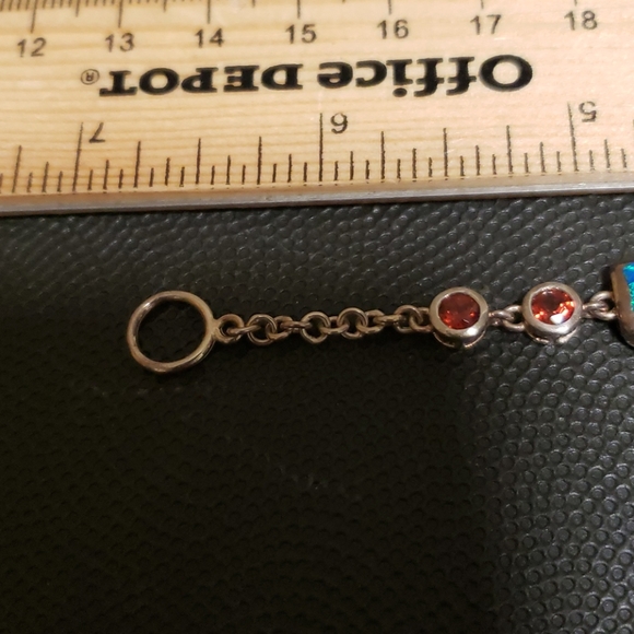 Blue fire opal and blood garnet s.s. bracelet - Picture 10 of 11
